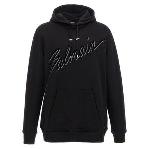 Balmain Cotton Hoodie With Embossed Velvet Logo - NWT